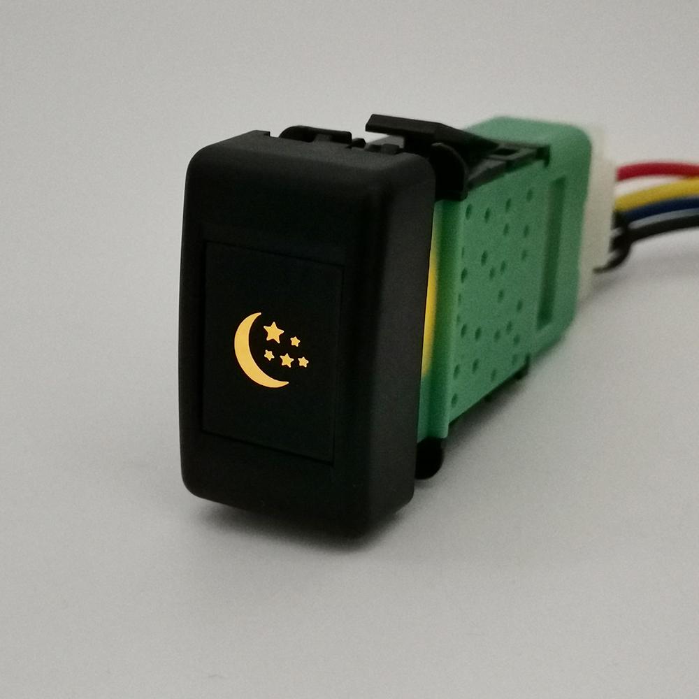 1PC Car Orange LED DRL Fog Light Garage Power On Off VIEW Fan Music Switch Button With wire for Isuzu KV100 700P