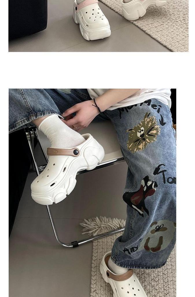 2026 Women's Thick Sole Garden Shoes: Non-Slip High-Heeled Beach Slippers with Arch Support and Closed-Toe Design