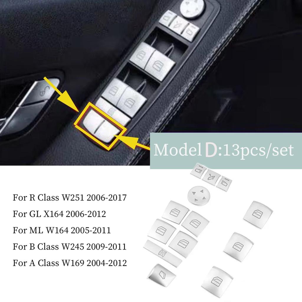 Car Window Glass Lifting Button Cover Sticker Trim For Mercedes Benz A B R GL ML Class W169 W245 W164 X164 W251