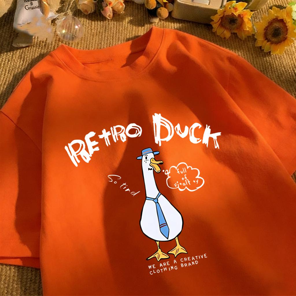 Retro Duck We Are A Creative T Shirt Unisex Summer All-Match Tee O-Neck Fashion Short Sleeve Cotton Loose Unisex Colour T-Shirts