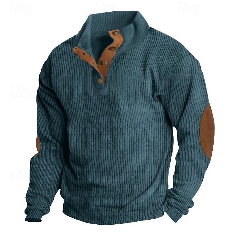 Men's Pullover for Autumn and Winter, Suede Lapel Striped Sweatshirt, Casual Striped Knitted Shirt for Young People