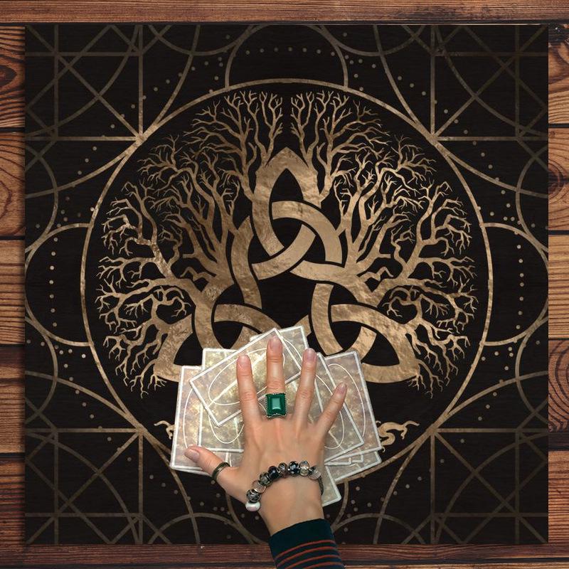 Özel Ay Fazları Tarot Sunak Bezi - Hayat Ağacı Tasarımı