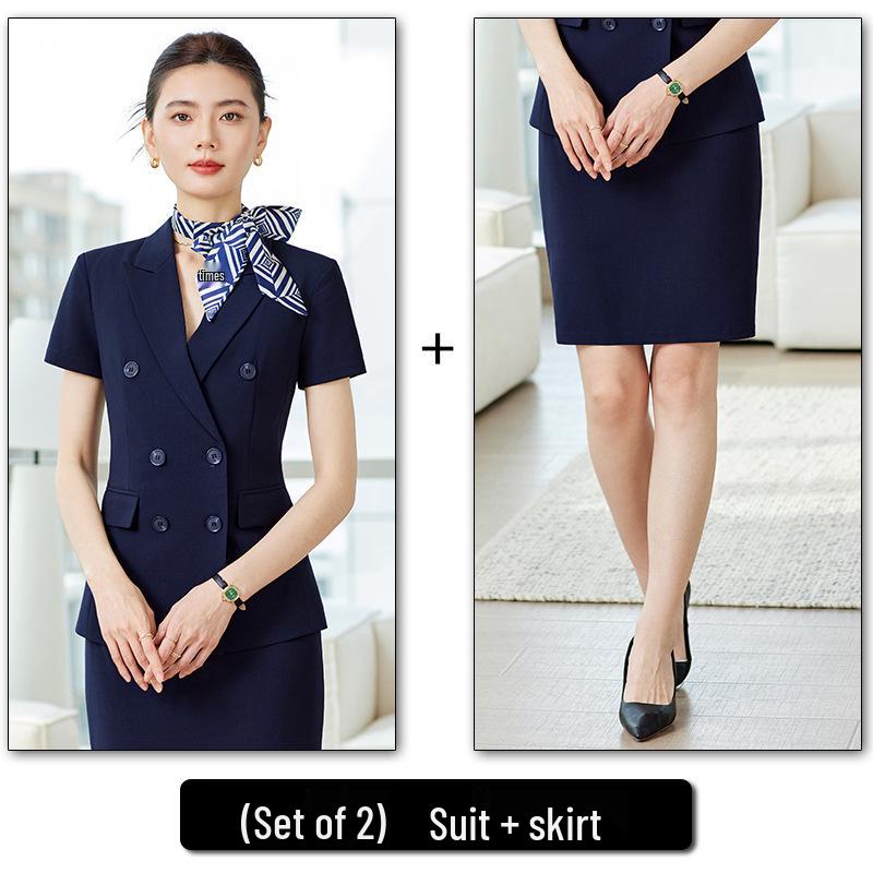 Damen Blaue Anzug-Set: Hochwertige professionelle Kleidung für Herbst/Winter, perfekt für Business, Vorstellungsgespräche und formelle Anlässe.