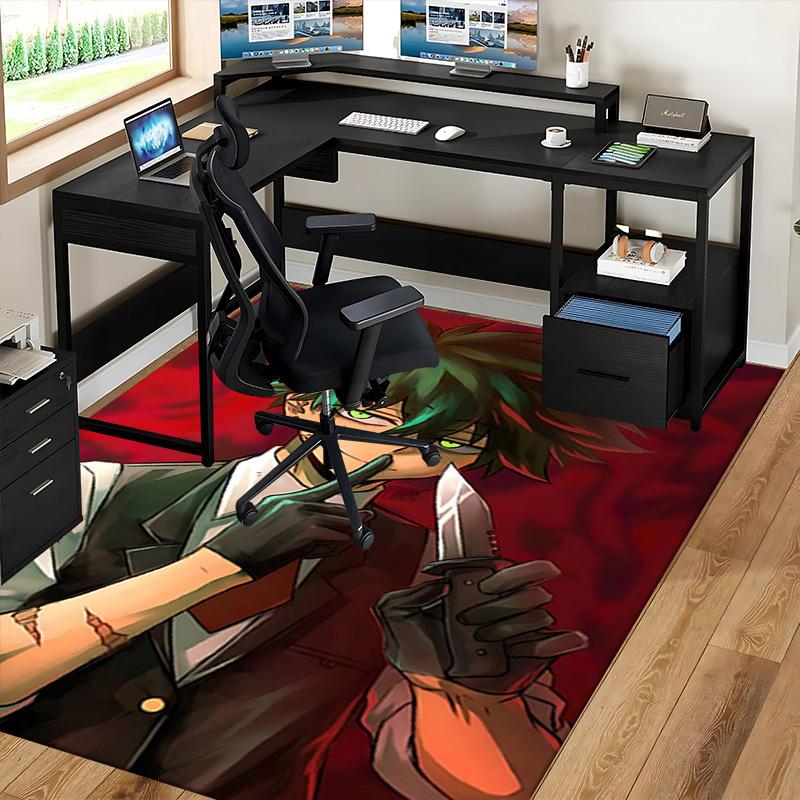 1 Stück My Hero Academia Midoriya Izuku Thema Stuhlmatte - Anime Cartoon Design Schreibtischunterlage, Rutschfeste Teppichmatte für Heimdekoration, Geeignet für Alle Jahreszeiten.Y