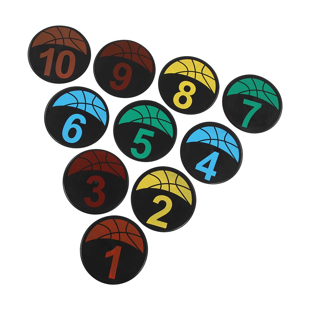 Flat Cones Spot Markers Numbered Floor Spot Markers Set Soccer Basketball Sports Speed Agility