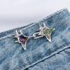 Crystal Crossed Star Waist Tighten Pins Nonrust Plating Easy To Install Adjustable Clip For Loose Pants Waist Adjusters