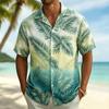 Tropisch Palmpatroon Korte Mouw Shirt, Perfect voor Zomerse Strand Casual Kleding