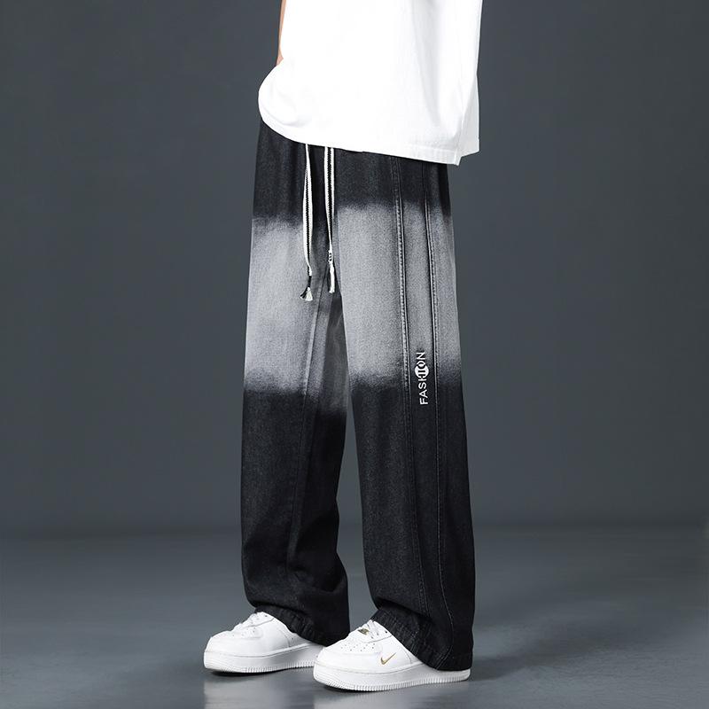 Eisseidenjeans Herren Dünn Locker Übergröße Amerikanisch High Street Straight Weitbeinige Dicke Hose High Street