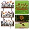Rostige Blumenbeet-Stange Dekoration Wetterfest Innen Außen Hof Rasen Terrasse Weg Metall Blumen-Silhouette Schild Stange Ornament