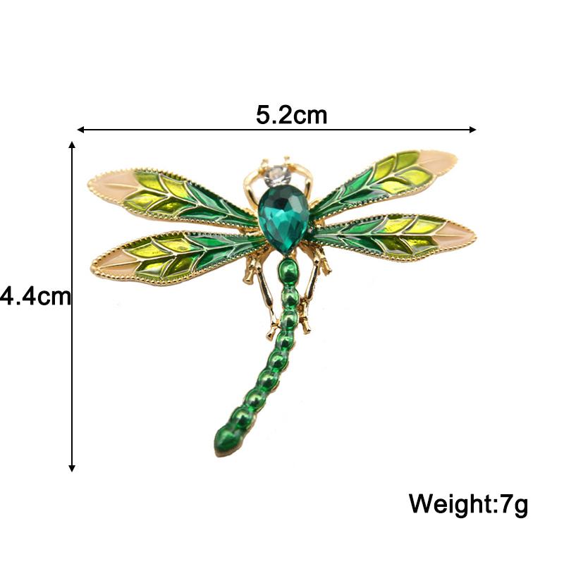 Green Enamel Dragonfly Brooch for Women Flying Animal Fashion Clothing Pins Enamel for Women Accessories