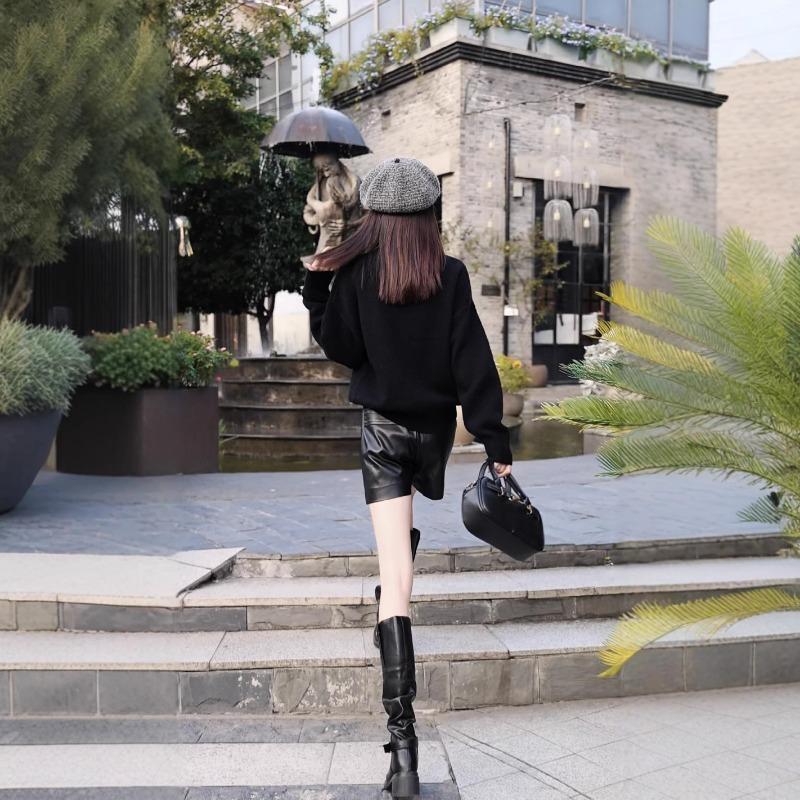 0% wool~ half height round neck pullover flower sweater heavy industry embroidery love long sleeve knitted sweater women's top