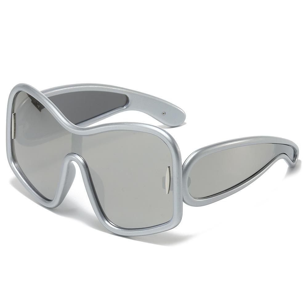 

The Same Windproof Glasses, Wind One-Piece Large-Frame Sunglasses Y2K Future Technology Feeling Street Show Sunglasses