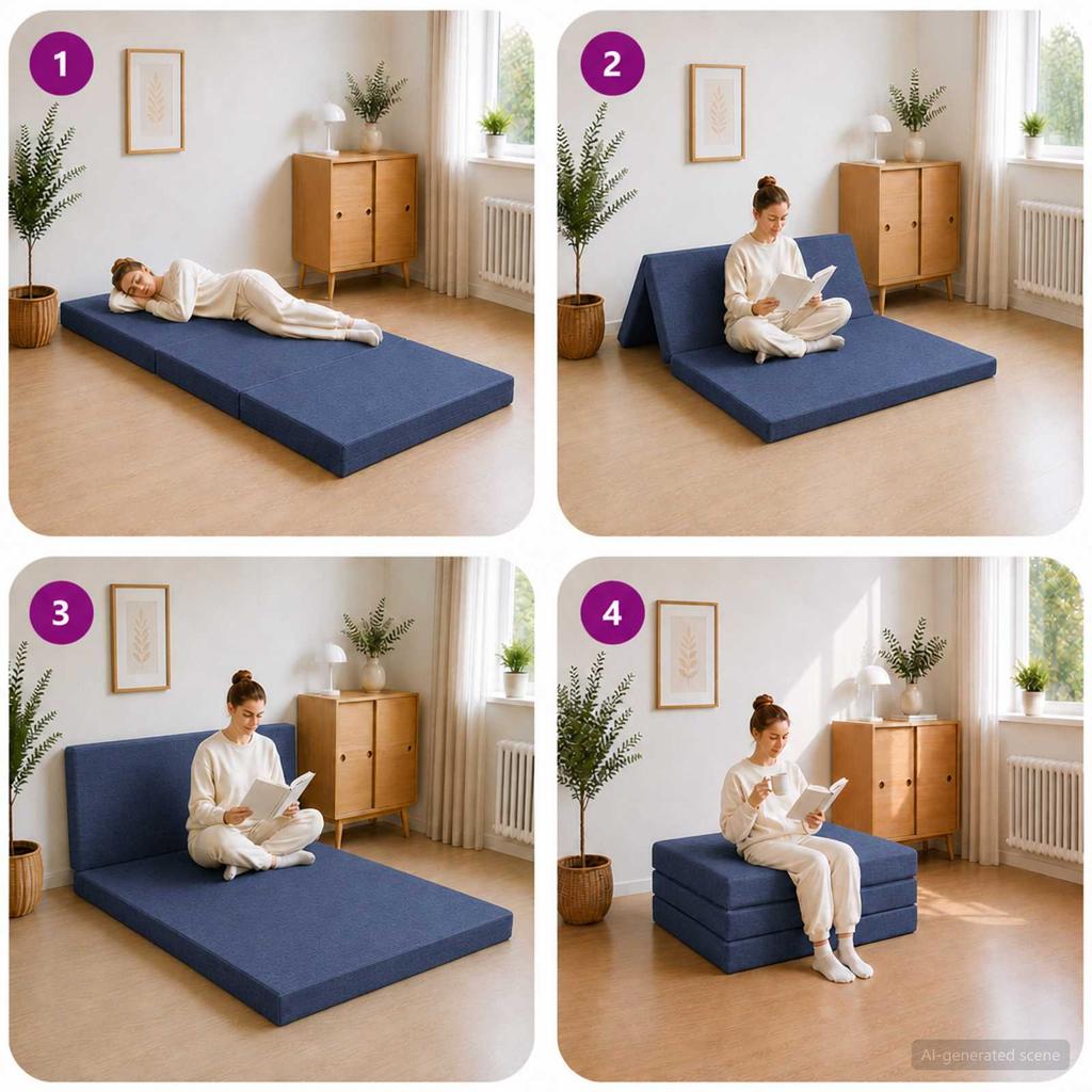 Folding Sofa Bed 80 x 67 x 45 cm Blue