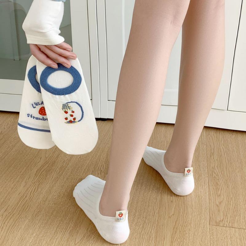Women's Summer Thin Shallow Mouth Invisible Sweet Fruit Silicone Non Slip Boat Socks