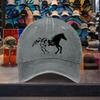 Flying Bird Horse Graphic Washed Cotton Baseball Cap Adjustable Vintage Casual Unisex Outdoor Hat