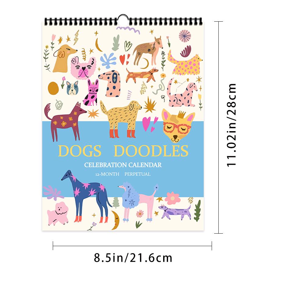 

1pc 2026 Wall Calendar, Abstract Cat Dog Illustrations, 12 Months Planner, Perfect Gift for Birthday, Christmas & New Year.