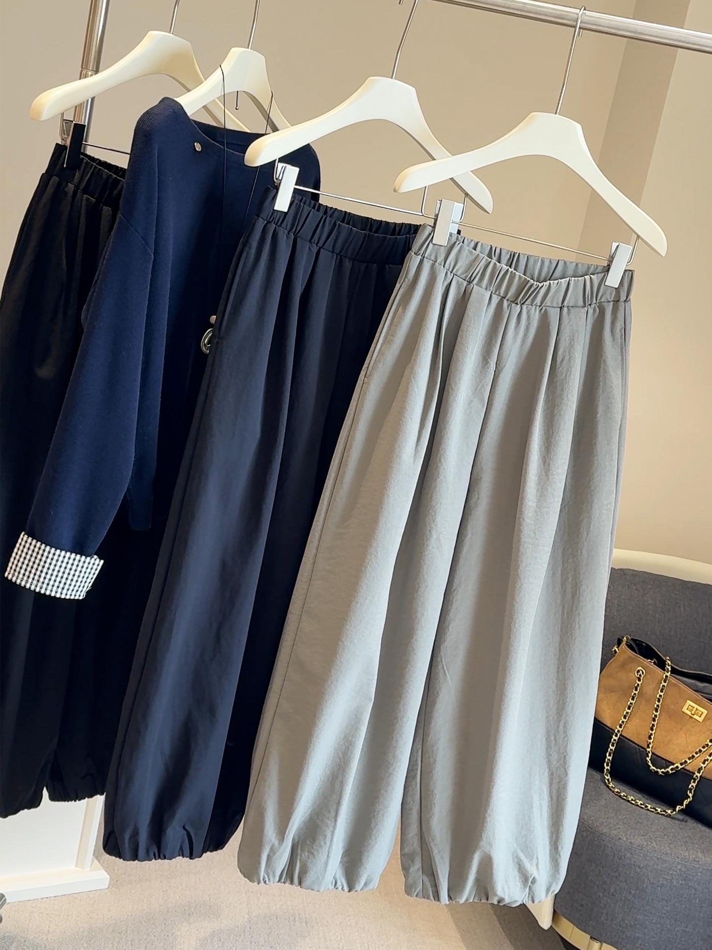 

Женские брюки-фонарики с широкими штанинами на резинке, укороченные в стиле тюльпан, Осень/Зима 2025, с высокой посадкой, свободного кроя. Extra Large зелёный/серый