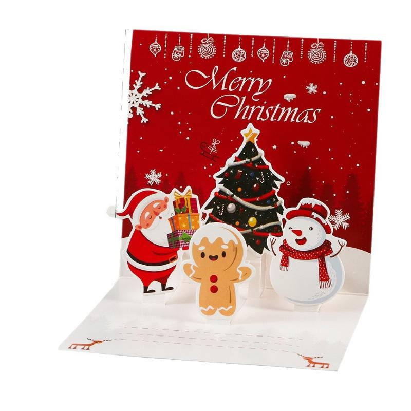 3D Santa Greeting Cards Folding Merry Christmas Best Wishes Card Xmas Gift For New Year Blessing Thank You Postcard Decoration