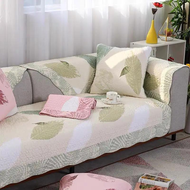 Yeni Çin Tarzı Pastoral Yastık Minder Yıkanabilir Pamuklu Patchwork Kanepe Matı Dört Mevsim Evrensel Yıkanabilir Kapitone Kanepe Örtüsü