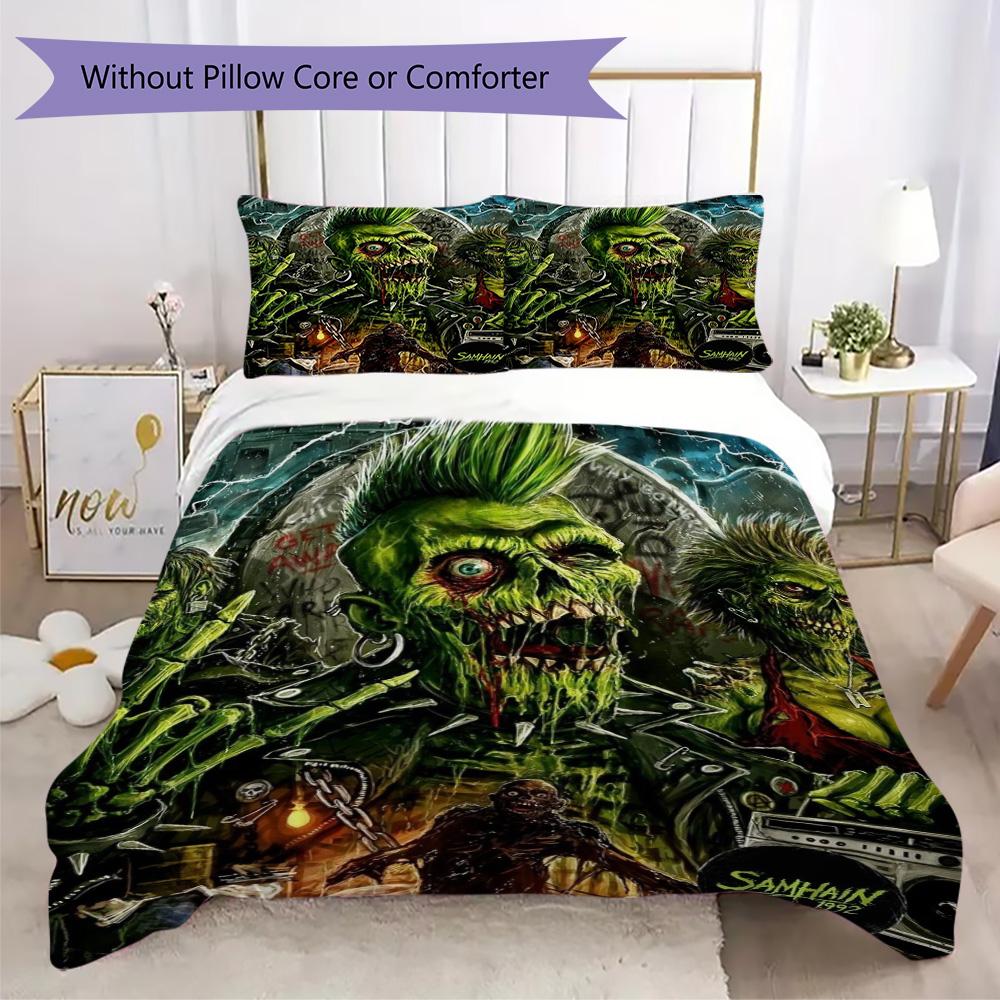 Glam-style horror movie Pattern Bedding,Quilt Set Quilt Cover Pillowcase Home Birthday Gift (1*duvet cover+2*pillowcase,without core)ZSJT0917191