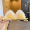 Yousheng Hair Pin 3D Cat Ear Plush Hair Clip Soft Fluffy Vibrant Colors Rounded Metal Clamp Kids Hairpin Autumn Winter Hairstyles School Travel Party
