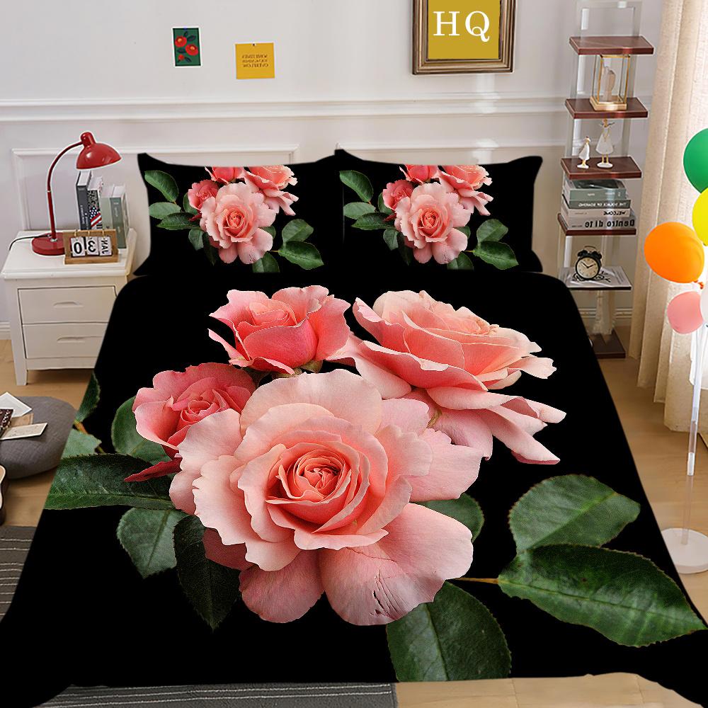 3D Flowers Printing Bedding Cover Full Size Polyester Bedspreads Woman Luxury High Quality Bedroom Decor