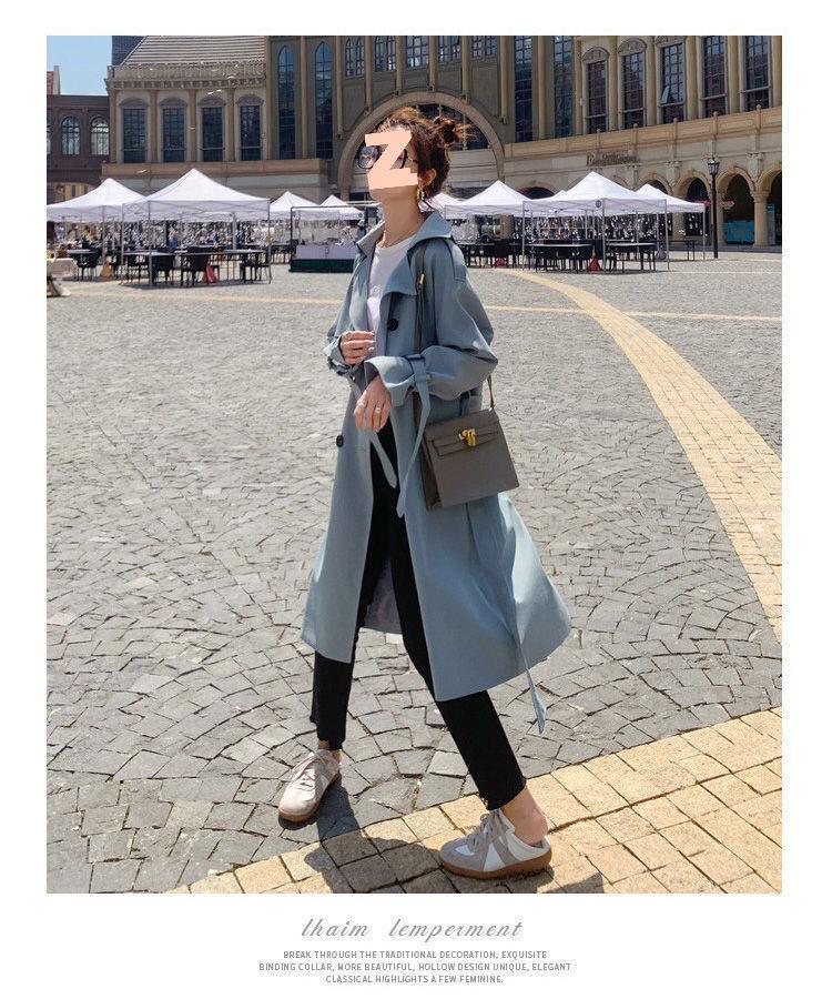 Women's Mid-Length Korean-Style Loose Trench Coat - British Design, Spring & Autumn 2025 Trend