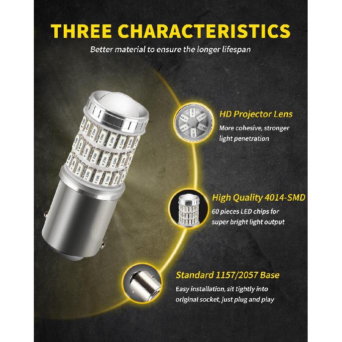 AUXLIGHT LED Strobe/Flash Brake Tail Light Bulbs 2057 1157 LED Bulb Red 320% Brighter 2357 7528 2057A 1157A BAY15D Led Bulbs for Tail Stop Brake