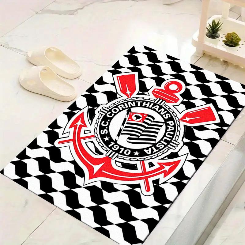 Tappeto SC Corinthians Paulista per Soggiorno Camera da Letto Casa Decorazione Divano, Tappetino Antiscivolo per Giochi Bambini