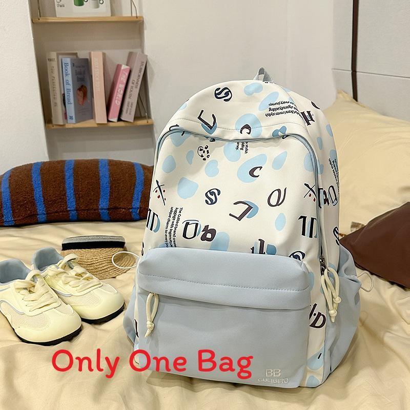 Youthful Nylon Letter Print Backpack For High School Students With Lightweight Design For Daily Use