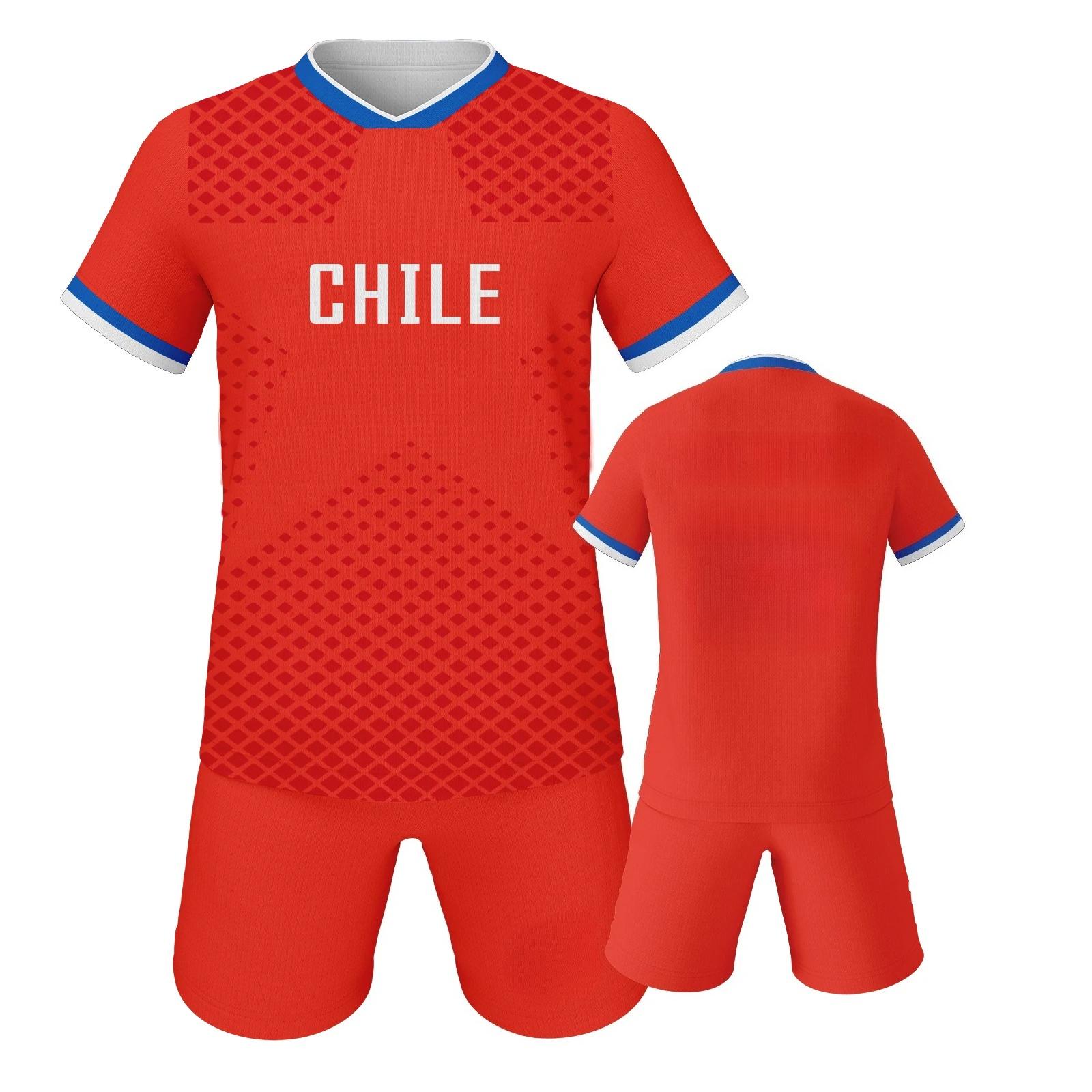 

Chile Soccer Jerseys Soccer Uniforms Football Shirts Shorts Set XXXL