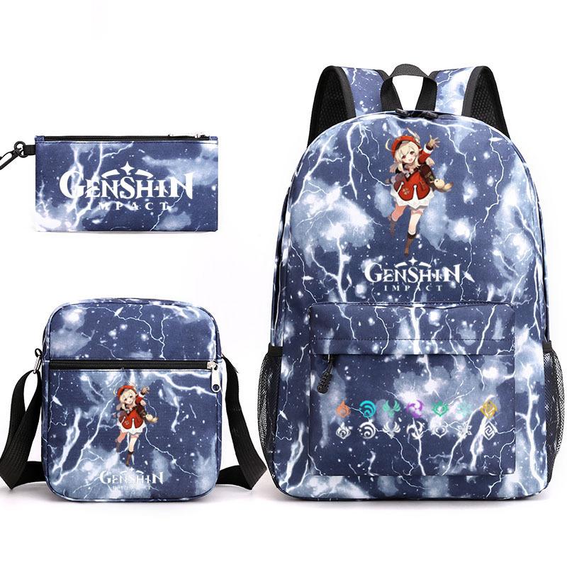 Genshinimpact Yuanshen School Bag Three-Piece Pencil Case Shoulder Bag Backpack