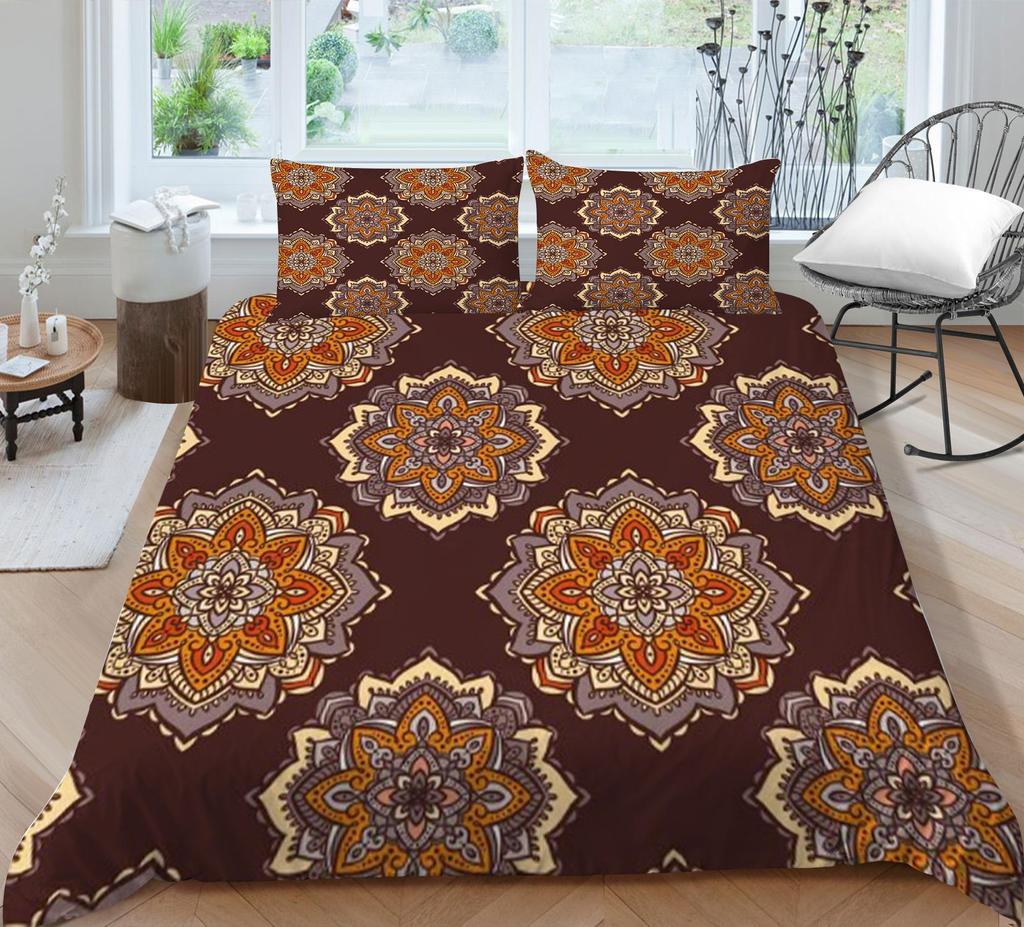 Povlak na přikrývku v bohémském stylu 3D domácí přehozy King Size Povlečení Měkký povlak na přikrývku Luxusní Sady povlaků na ložní prádlo