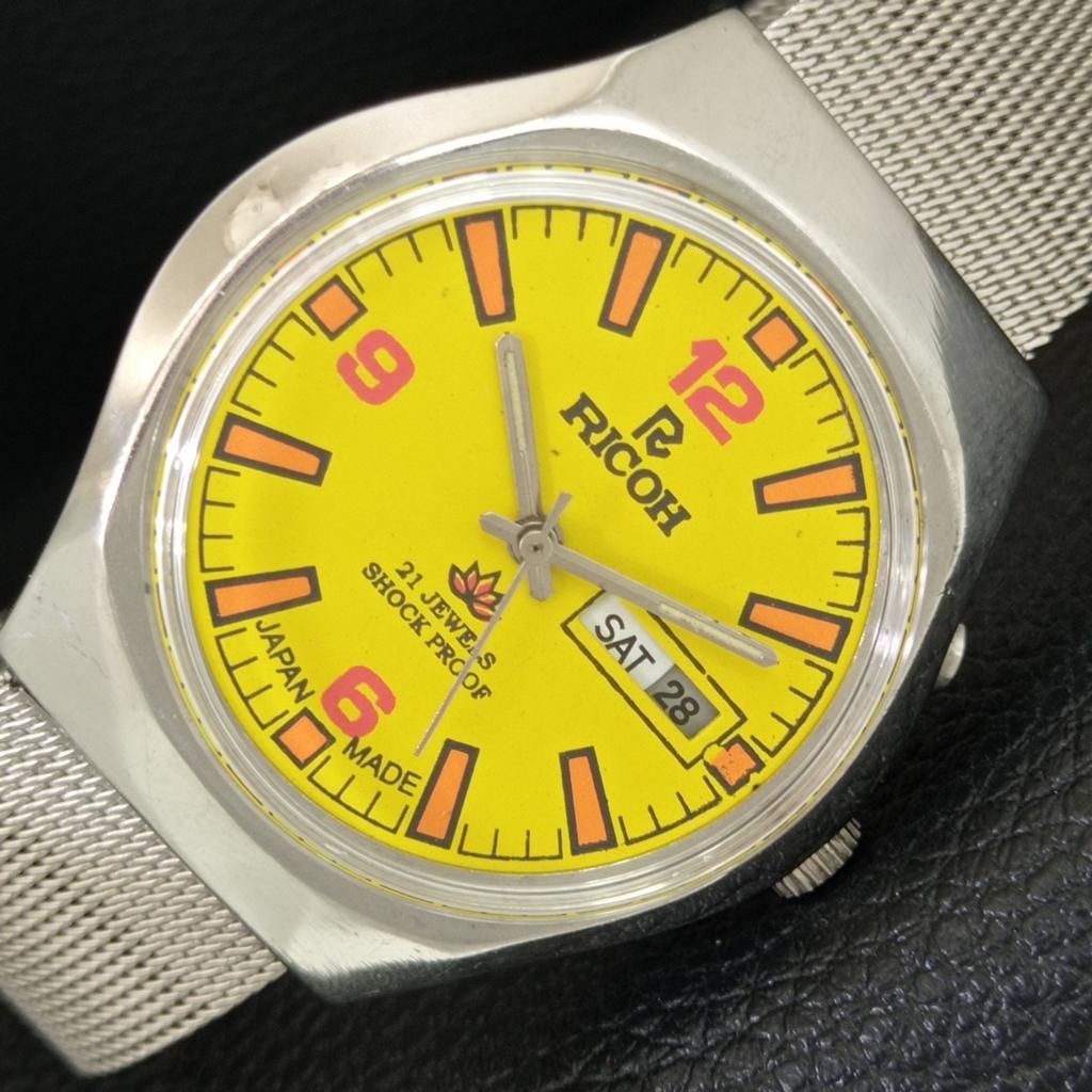 

JAPAN VINTAGE RICOH R31 AUTOMATIC MENS YELLOW COLOR DIAL WATCH a707694-1