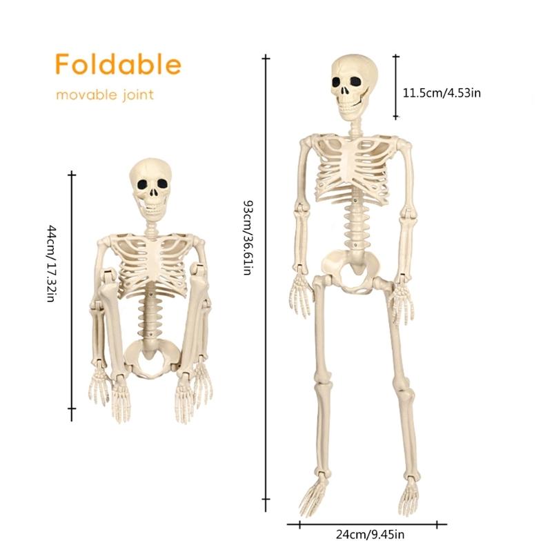 Lebensgroßes Skelett, beweglicher Ganzkörper-Halloween-Dekoration mit beweglichen Gelenken für furchterregende Party-Requisiten für Spukhäuser