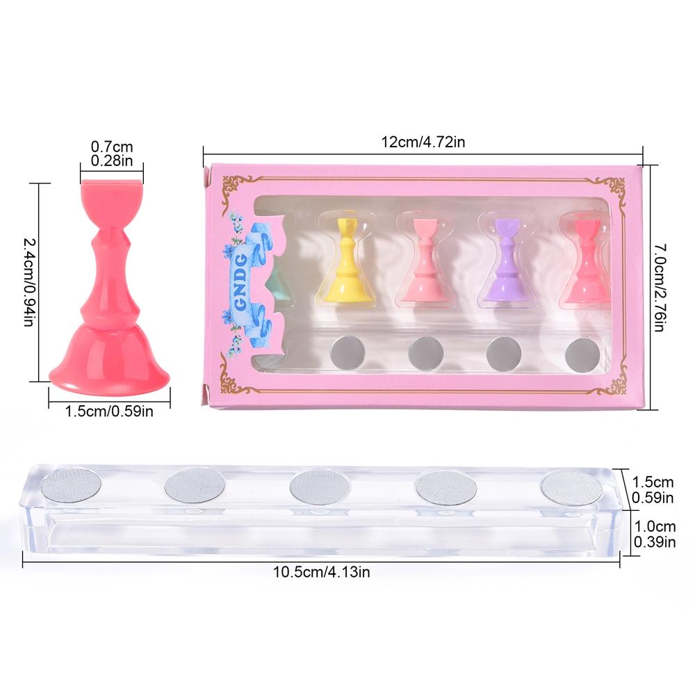 5 Stück/Packung Schach Magnetischer Nagelhalter Set Gel Lack Präsentationsständer Werkzeuge Falschnagelspitze Übungs-Präsentationsständer Nagelkunst-Übung