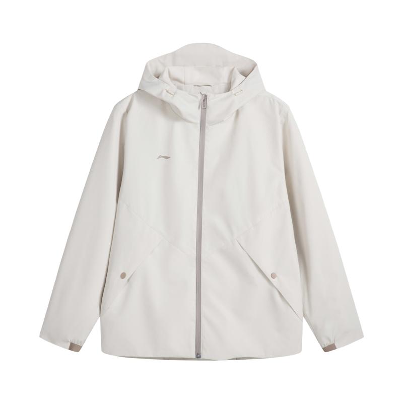 Li Ning Trench Coats Women s Silver Birch Gray Hooded Moderate Other AFDVJ46-1 2XL