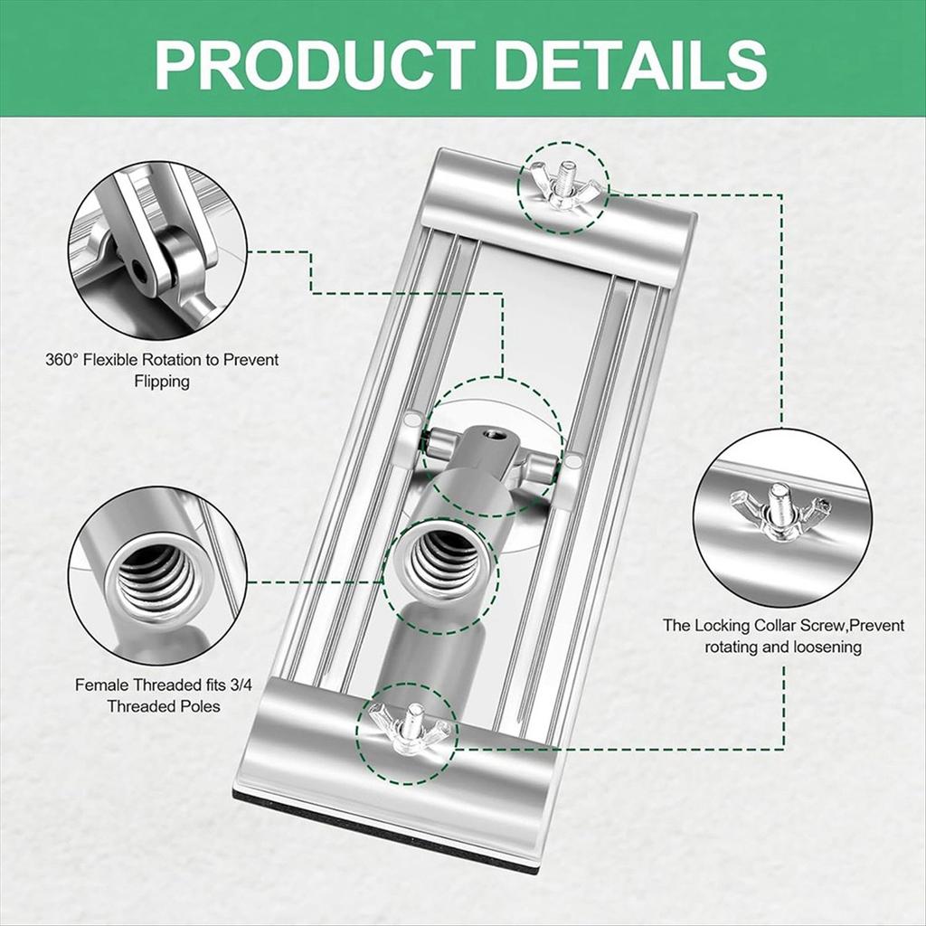 2025+ No-Flip Drywall Pole Sander Head with Quick Release Clips, Universal Thread for Wall and Ceiling Sanding
