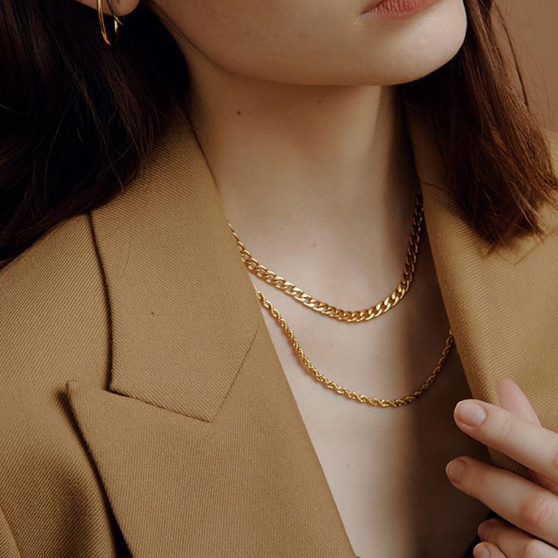Minimalist Rope Chain Stainless Steel Choker Necklaces for Women 1-5MM Gold Color Metal Daily Wear Statement Collar Jewelry