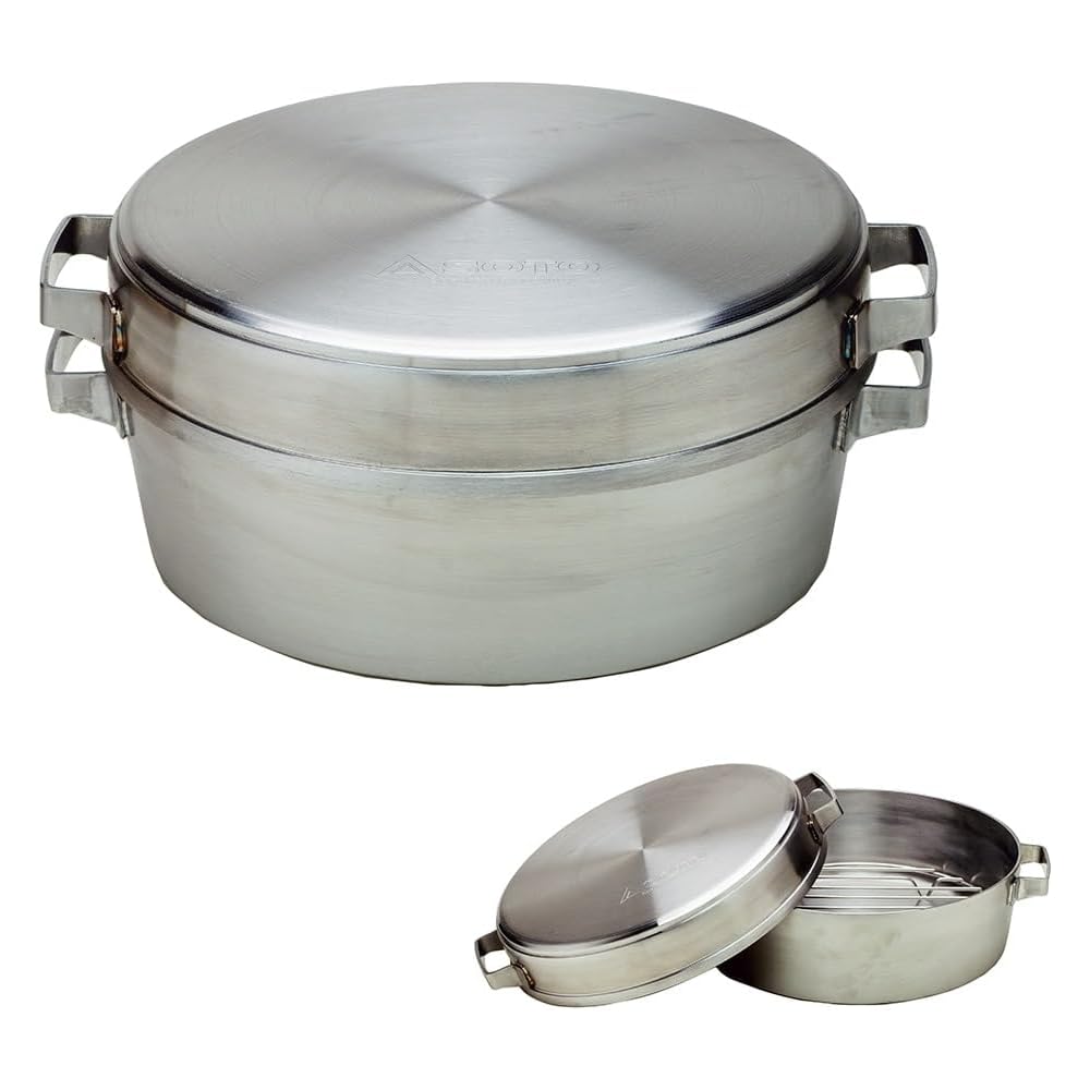 Soto 10-Inch Dual Stainless Steel Dutch Oven High Heat Retention Durable No Seasoning Required Outdoor Camping Cookware