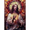 Jesus Christ Stained Glass Canvas Prints  Religious Abstract Pop Art Mosaic Wall Decor for Home Spiritual Portrait Poster for Li