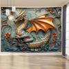 1pc Unique Iron Dragon 3D Visual Effect Tapestry - Polyester Fabric, Machine Washable, Suitable for Living Room, Bedroom, Office