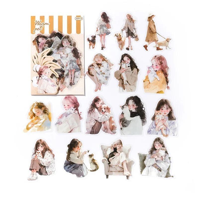 30pcs/1lot Kawaii Stationery Stickers A Tender Half Life Junk Journaling Decorative Mobile Scrapbooking for Stickers Scrapbook