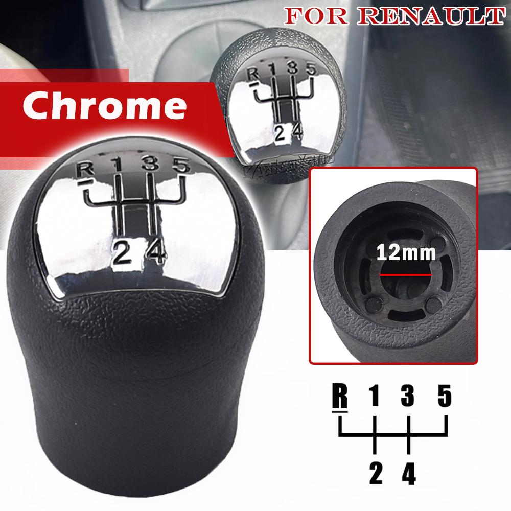 Gear Shift Knob For Renault Twingo Scenic Megane Laguna Kangoo Clio Espace Car Lever Shifter Stick Pen Head 5 Speed Handle Chrome