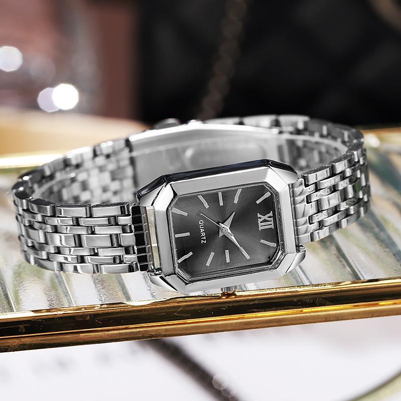 Light Luxury Steel Belt Women's Watch, Female Student Simple Square Quartz Watch