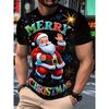 Herren Weihnachts-T-Shirt mit Weihnachtsmann & Schneemann Print, Festliches Oberteil, Lustiges Freizeit-T-Shirt, Perfektes Geschenk für den Weihnachtswichtel