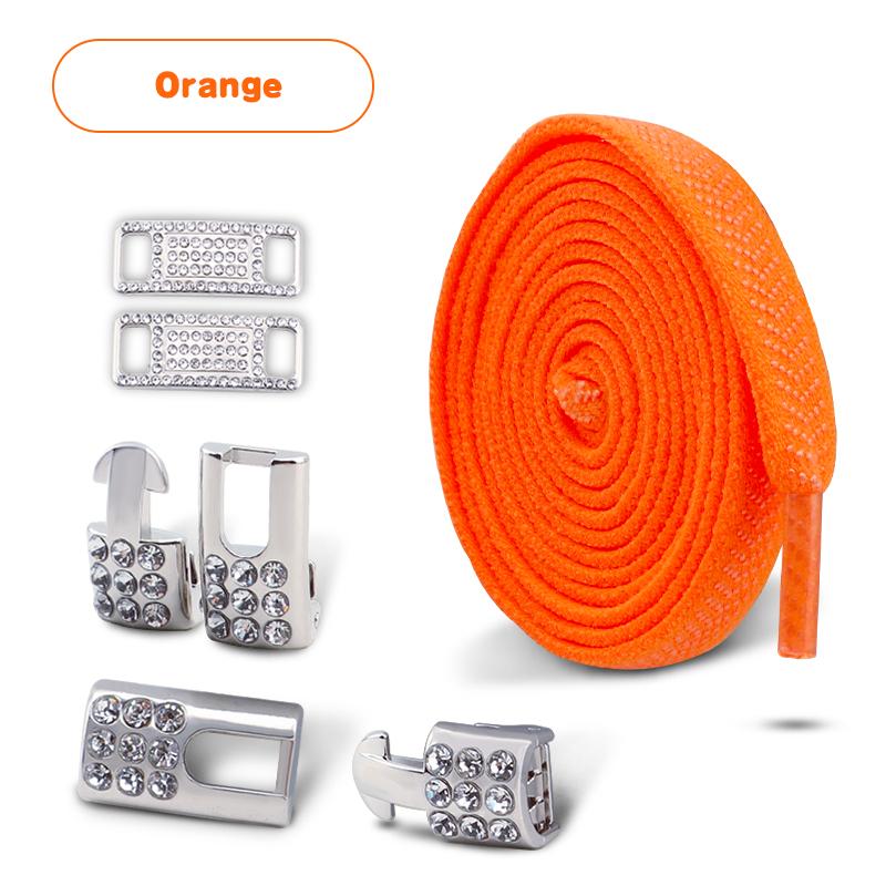 No Tie Shoe laces Elastic Laces Sneakers Tennis Silver Diamond buckle Shoelaces without ties Flat Shoelace for Shoes accessories