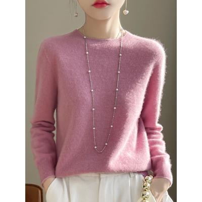 Solid Color Sweater Women's Knitwear Round Neck Pullover Loose Bottoming Shirt