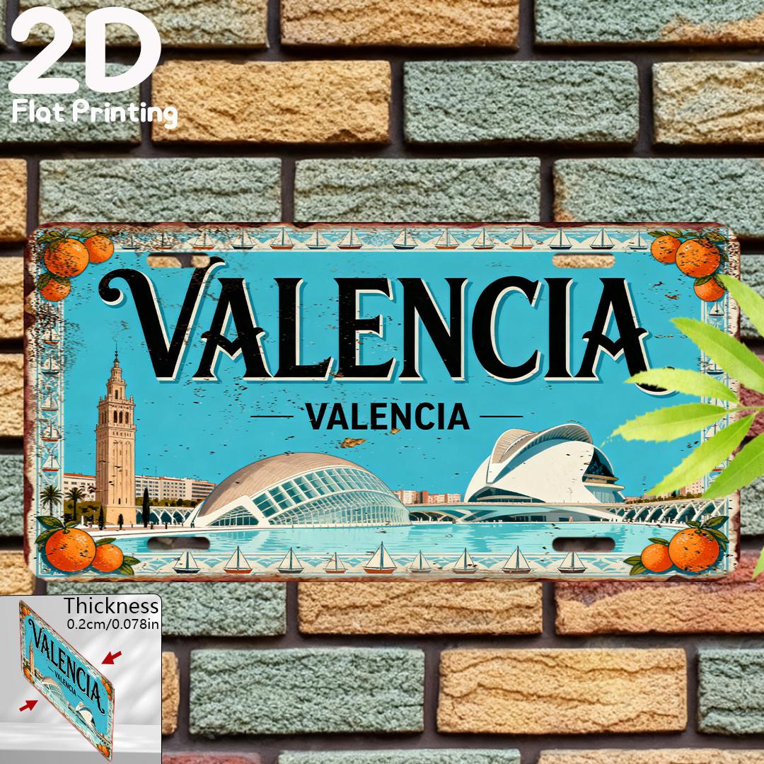 

Vintage Rustic VALENCIA SPAIN City of Arts and Sciences Scenery Orange Pattern License Plate D Flat Aluminum Tin Sign Wall Ar 15x30cm(5.9x7.8inch)
