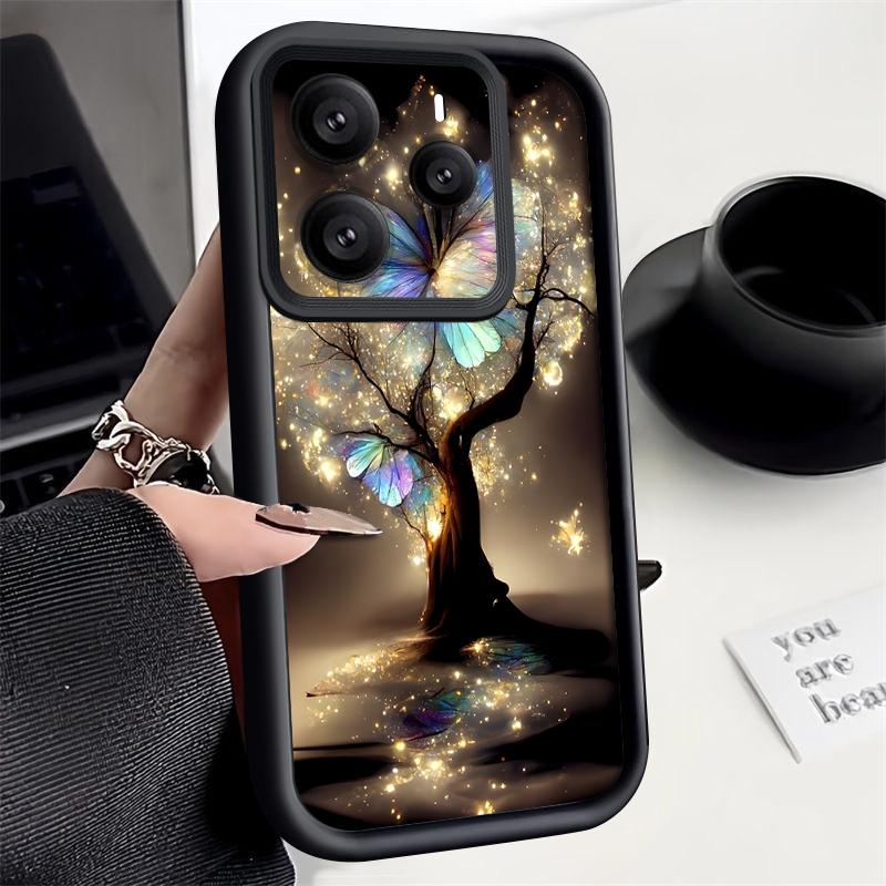 Shining Fantasy Tree Butterfly Pattern Case For Xiaomi Redmi Note 14 13 Pro 5G 4G 12 11 Funda Xiaomi 14T 13T 11T Pro Shockproof Bumper Silicone Cover